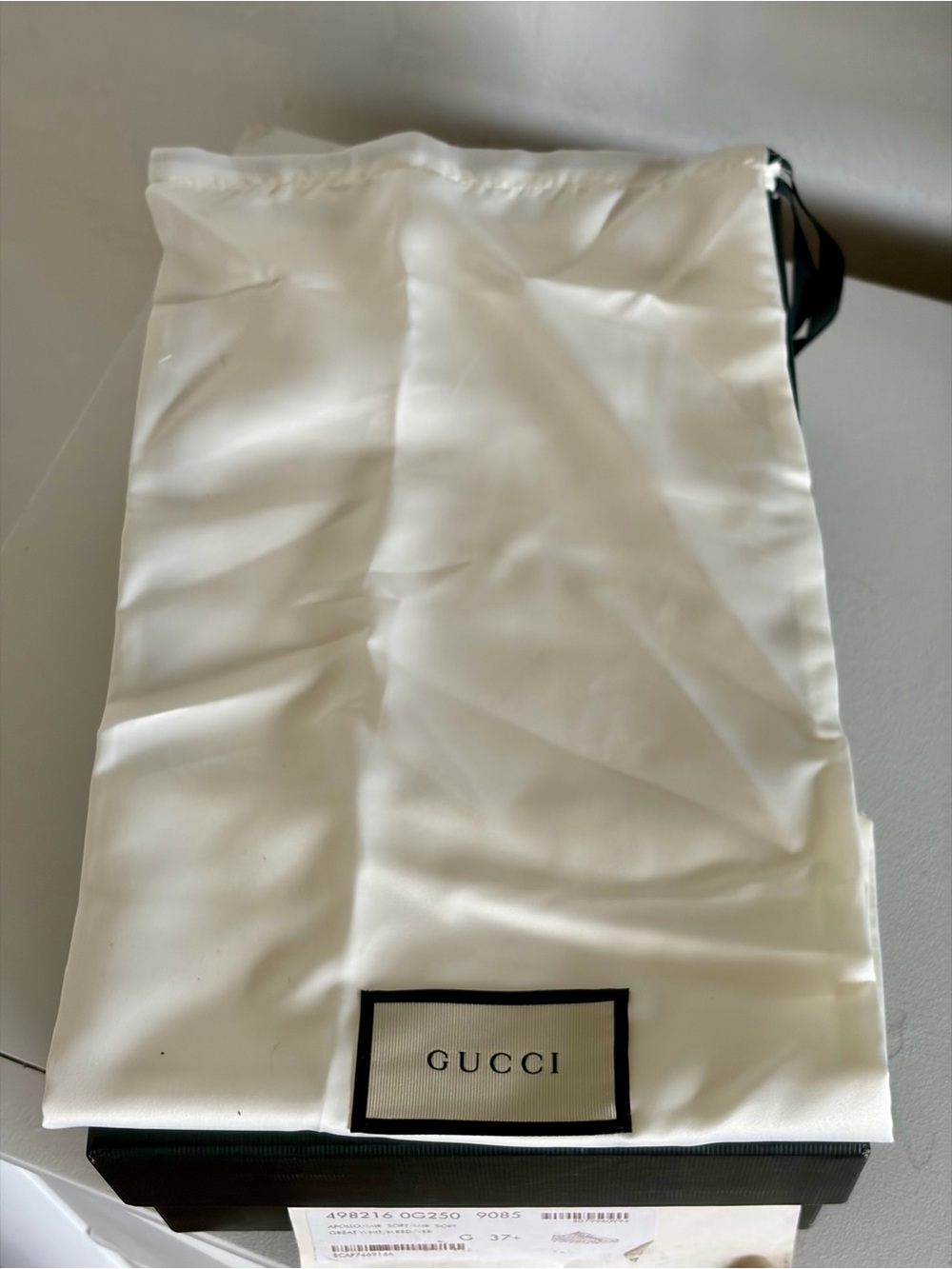 Gucci White Leather Sneakers with Red GG Motif and Green Heel Tab - Picture 10 of 11